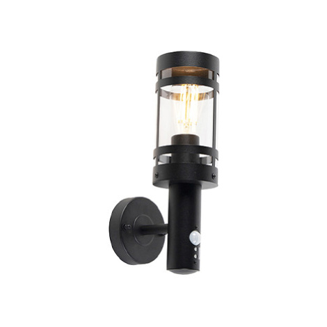 Venkovní nástěnné svítidlo černé s pohybovým senzorem IP44 - Gleam QAZQA