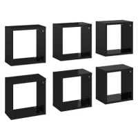 Shumee Nástěnné kostky 6 ks černé s vysokým leskem 26×15×26 cm, 807048
