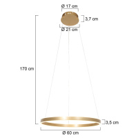 Steinhauer LED závěsné světlo Ringlux, Ø60cm, 2 zdroje, zlatá