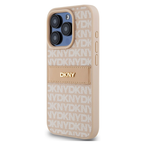 Zadní kryt DKNY PU Leather Repeat Pattern Tonal Stripe pro Apple iPhone 14 Pro, růžová