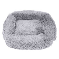 PetProducts Světle šedý obdélníkový fluffy pelíšek 100 × 90 × 26 cm