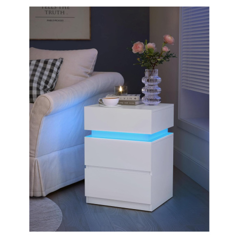 Noční stolek s LED osvětlením bílý VASAGLE