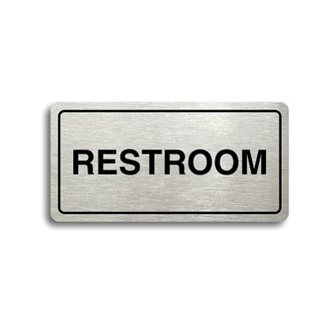 Accept Piktogram "RESTROOM" (160 × 80 mm) (stříbrná tabulka - černý tisk)