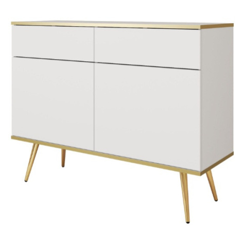 ArtPS Komoda BIJOU KSZ-107 | bílá / zlaté nohy