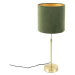 Stolní lampa zlatá / mosaz s velurovým odstínem zelené 25 cm - Parte