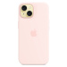 Apple silikonový kryt s MagSafe na iPhone 15 světle růžový