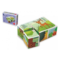 TOPA Kostky kubus Lesní zvířátka dřevo 6ks v krabičce 12,5x8,5x4cm