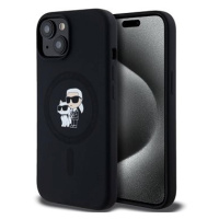 Karl Lagerfeld Liquid Silicone Karl and Choupette MagSafe Zadní Kryt pro iPhone 14 Black