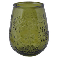 Zelená skleněná váza s vánočním motivem Ego Dekor Copos de Nieve, výška 13 cm
