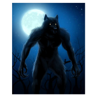 Ilustrace Werewolf and moon, Refluo, 30 × 40 cm