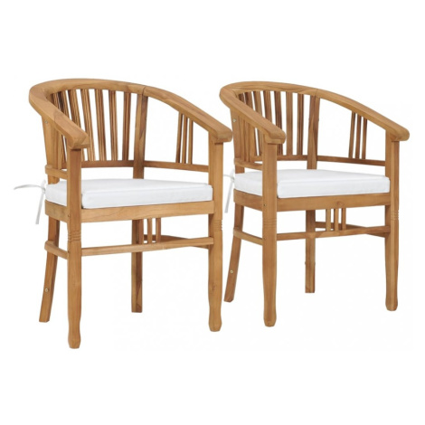 Zahradní židle s poduškami 2 ks teakové dřevo Dekorhome Šedá