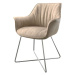 DELIFE Jídelní židle Keila-Flex s područkou béžová vintage podnož ve tvaru "X" nerezová ocel