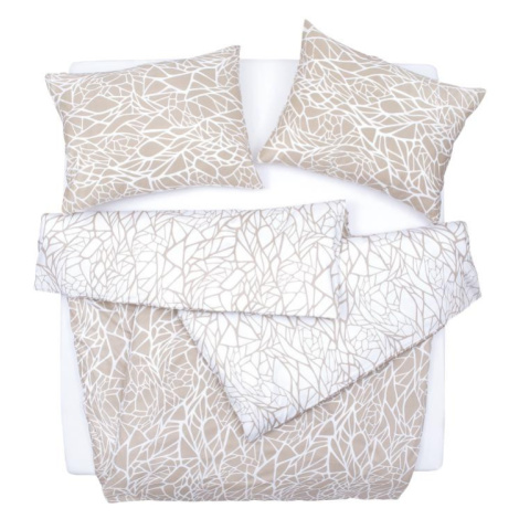 SCANquilt povlečení SATÉN DESIGN glass béžovobílá+bílobéžová 140 x 200/70 x 90 cm