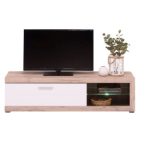 Televizní stolek s osvětlením ronja - dub šedý/bílá