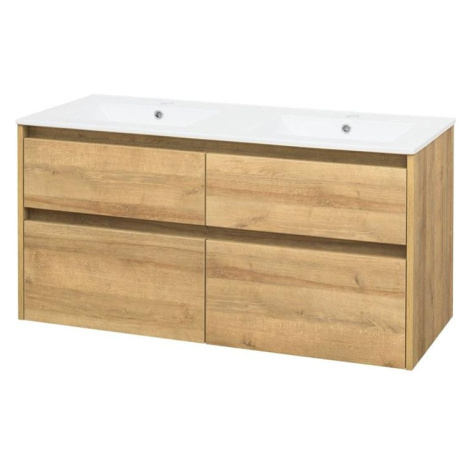 MEREO Opto, koupelnová skříňka s keramickým umyvadlem 121 cm, dub Riviera CN923