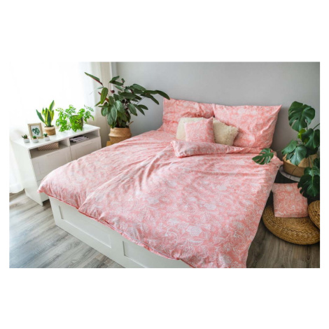 Růžové bavlněné povlečení na jednolůžko 140x200 cm LP Dita Pink Blossom – Cotton House