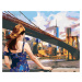 Malování podle čísel - ŽENA U BROOKLYN BRIDGE V NEW YORKU Rozměr: 40x50 cm, Rámování: bez rámu a