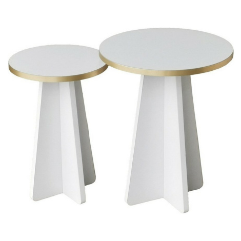 Sada konferenčních stolků Mushroom Gold and White, 2 ks Hanah Home