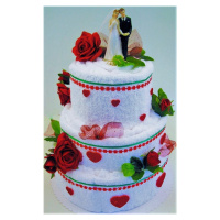 VER Textilní dort třípatrový červená růže