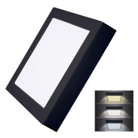 Solight LED mini panel CCT, přisazený, 18W, 1530lm, 3000K, 4000K, 6000K, čtvercový, černá barva