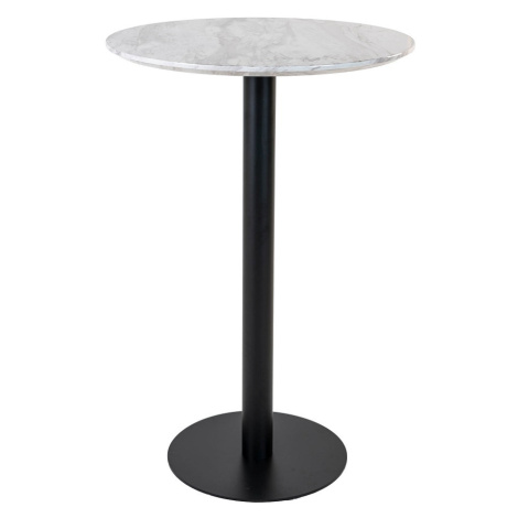 Norddan Designový kulatý barový stůl Kane 70 cm imitace mramoru / černý