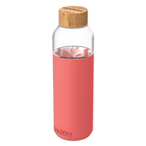 QUOKKA - FLOW Skleněná láhev se silikonovým povrchem PINK Botanical, 660ml, 40006