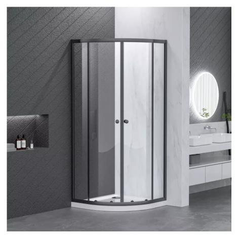 Sprchový kout čtvrtkruhový Uni 90x90x185 black AQUA MERCADO