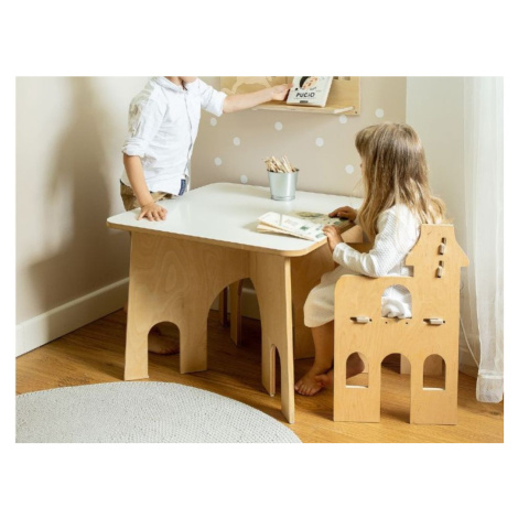 Myminihome Dětský stůl RONDO + dětská židle se skluzavkou Zvolte barvu: Šedá, Zvolte variantu: S