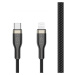 FIXED opletený kabel USB-C/Lightning (PD), MFi, 1.2m, černý