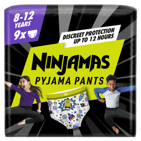 PAMPERS Kalhotky plenkové Ninjamas Pyjama Pants Kosmické lodě, 9 ks, 8 let, 27kg-43kg