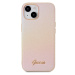 Guess PU Leather Iridescent Metal Script kryt iPhone 15 zlatý