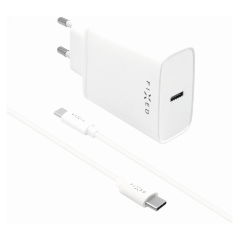 Set síťové nabíječky FIXED s USB-C výstupem a USB-C/USB-C kabelu, PD, 1m, 20W, bílá