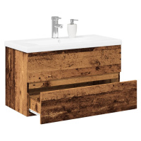 vidaXL Skříňka se zápustným umyvadlem old wood 81 x 39,5 x 49 cm