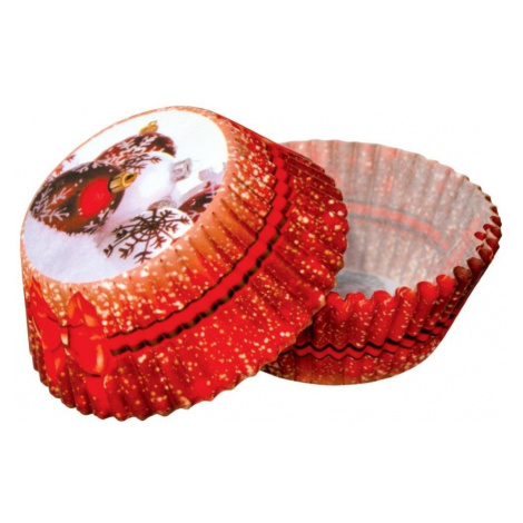 Cukrářské košíčky - vánoční - červené ozdoby - 50ks