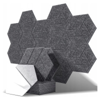 Akustické Panely Hexagon Samolepící Tmavě Šedá 30X26X0,9 12 Kusů