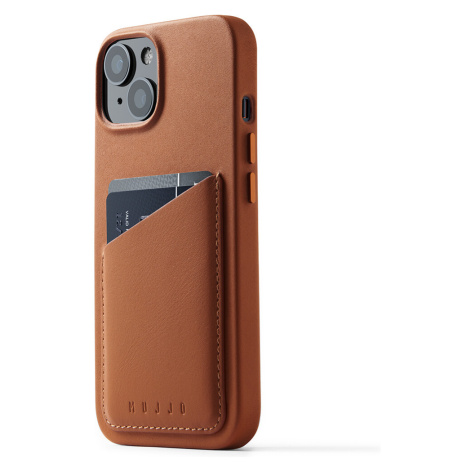 Mujjo Full Leather Wallet pouzdro iPhone 15 světle hnědý