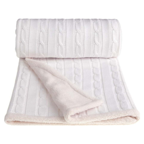 Bílá pletená dětská deka s podílem bavlny T-TOMI Winter, 80 x 100 cm