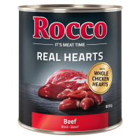 Výhodné balení: Rocco Real Hearts 24 x 800 g - hovězí s celými kuřecími srdci