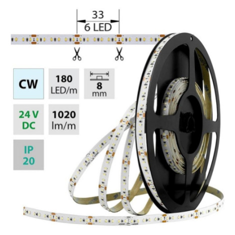 LED pásek McLED 24V studená bílá š=8mm IP20 12W/m 180LED/m SMD2216 ML-126.735.60.0