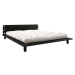 Černá dvoulůžková postel z masivního dřeva s čelem, lampičkami a matrací Comfort Karup Design Pe