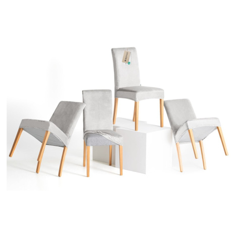 Restilo Napínací potah na židli s opěradlem SENTO 4 ks světle šedý