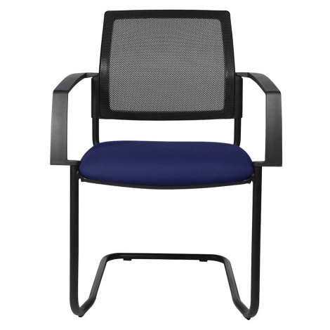 Topstar Síťovaná stohovací židle, křeslo na pružné podnoži, bal.j. 2 ks, modrý sedák, černý pods
