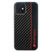 Audi Carbon Fiber Stripe iPhone 12/12 Pro 6,1 černý/černý pevný obal Aus-tp