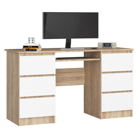 Ak furniture Psací stůl A-11 135 cm sonoma/bílý