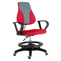 Dětská rostoucí židle s podnoží BAMBINO – látka, šedo-červená