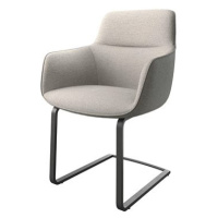 DELIFE Jídelní židle Pejo-Flex světle šedá plochá tkanina konzolová podnož plochá černá