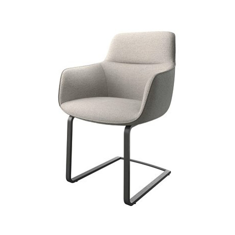 DELIFE Jídelní židle Pejo-Flex světle šedá plochá tkanina konzolová podnož plochá černá