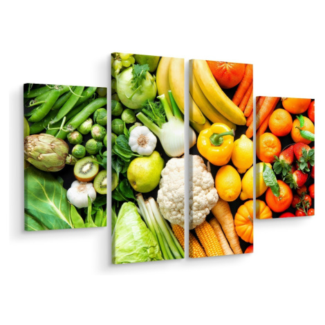 MyBestHome BOX Vícedílné plátno Ovoce A Zelenina V Barvách Duhy Varianta: 90x120