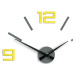 Moderní nástěnné hodiny SILVER XL GREY-YELLOW
