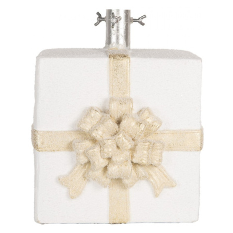 Dekorativní stojan na vánoční stromek ve tvaru bílého dárkového balíčku – 26x24x33 cm Clayre & Eef